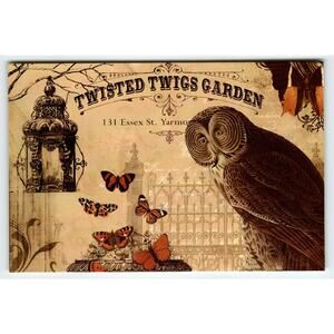 Twisted Twigs Garden Owl & Butterflies Halloween Photochrome Postcard